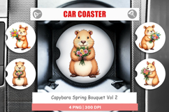 Car Coaster Capybara Spring Bouquet Product Image 1
