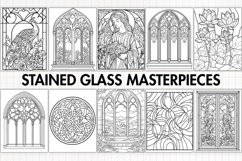 Stained Glass Masterpieces 10 A4 PNG Coloring Pages Product Image 1