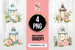 Floral Lantern Clipart Sublimation PNG Product Image 1