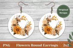 Floral Earrings Design, Watercolor Flowers Sublimation PNG Product Image 1