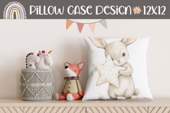 Watercolor Rabbit Pillow Design, Rabbit Pillowcase PNG Product Image 1