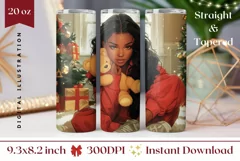 Girl Christmas Tumbler Wrap, Christmas Sublimation Tumbler Product Image 1