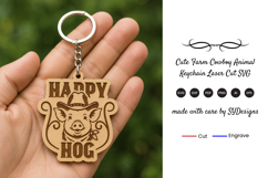 Cute Farm Cowboy Animal Keychain SVG Product Image 1