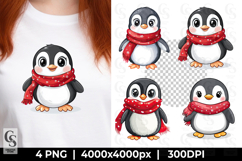 Cute Baby Penguin with Scarf Clipart Sublimation PNG Product Image 1