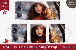 Winter Girl Mug Wrap Design, Christmas Girl Coffee Cup Product Image 1