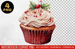 Christmas Cupcake Clipart PNG | Graphics| Christmas Ornament Product Image 2
