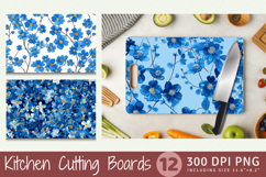 Forget Me Not Blue Floral Cutting Boards sublimation Design Product Image 1