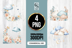 Cute Baby Cloud Nursery Clipart PNG Product Image 1