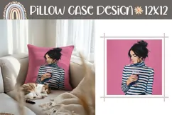 Summer Girl Pillow PNG, Pink Pillow Sublimation, Girl PNG Product Image 1