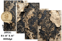 Black, Grunge, Paper, Shabby Chic, Papers, Junk Journal Product Image 1