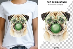 Pug with bubblegum png design for T-shirts Product Image 1