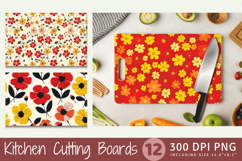 Red &amp; Yellow Cute Flowers Cutting Boards sublimation Design Product Image 1