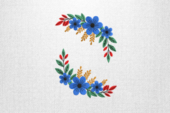 Blue Floral Wreath Embroidery Design Product Image 1
