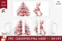 Cartoon Christmas Bunny Mug, Winter Animals Mug PNG Product Image 1
