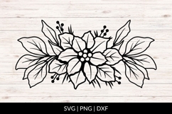 Hand Drawn Christmas Poinsettia Floral Arrangement SVG Product Image 1
