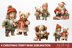 Christmas Teddy Bear Sublimation Clipart PNG Product Image 1