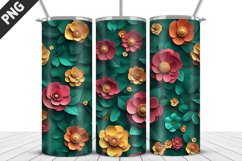 Flowers Tumbler Wrap | Sublimation Design | Tumbler PNG Product Image 1
