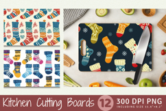 Winter Knitted Socks Cutting Boards sublimation Design Product Image 1
