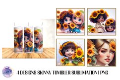 Girl and Woman Sunflower 20 OZ Tumbler Sublimation Design Product Image 1