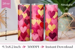 Love Hearts Tumbler Design, Valentine's Day Sublimation PNG Product Image 1
