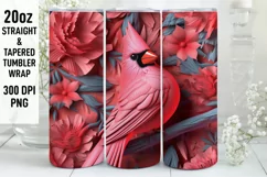 3D Cardinal Bird Tumbler Sublimation Wrap | 3D Tumbler Wrap Product Image 1