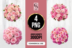 Pink Rose Bouquet Clipart Sublimation PNG Product Image 1