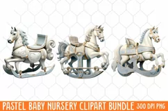 Pastel Baby Nursery Clipart Big, Baby Boy Elephant Clipart Product Image 1