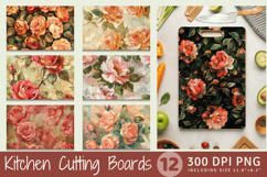 Vintage Oil Paint Roses Cutting Boards sublimation Designs Product Image 1