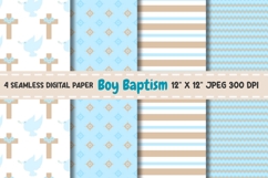 Boy Baptism Digital Paper, Boy Baptism Seamless Pattern. Product Image 1