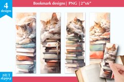 Cat bookmark, book crafts, Cute cat on the books printables Product Image 1