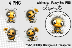 Whimsical Fuzzy Bee PNG Clipart, Clipart PNG Product Image 1