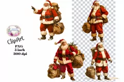 Christmas, Santa, Ephemera, PNG, Junk Journal, clipart Product Image 1