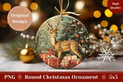 Winter Ornament Print, Vintage Christmas Deer Ornament Product Image 1