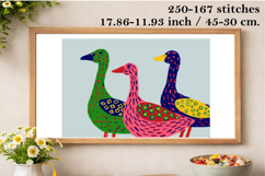 Cross stitch goose embroidery pattern digital file, geese po Product Image 1