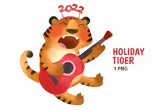 Funny Tiger with acoustic guitar,Lunar New Year 2022 symbol Product Image 1