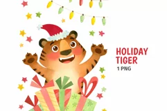 Funny Santa Tiger, Christmas Holiday & New Year 2022 clipart Product Image 1