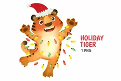 Santa Tiger, Funny Christmas clipart, New Year 2022 symbol Product Image 1