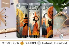 Kids Halloween Tumbler Wrap, Halloween Sublimation Design Product Image 1