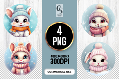 Winter Bunny Clipart Sublimation PNG Product Image 1