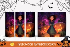 3D Halloween Witch Tumbler, Pumpkins Halloween PNG Product Image 1