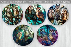 Owls Round Sublimation | Stained Glass Circular Sublimation Product Image 1