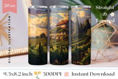 Summer Tumbler Wrap Design, Vintage Vineyard Tumbler Design Product Image 1