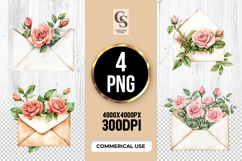 Rose Envelope Letter Clipart Sublimation PNG Product Image 1