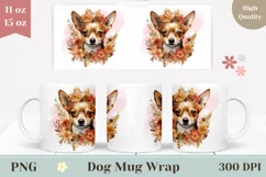 Watercolor Chihuahua Dog Mug Wrap, Dog Coffee Cup Design Product Image 1