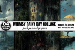 Whimsy Rainy Day Collage Journal Paper Patterns PNG Product Image 1