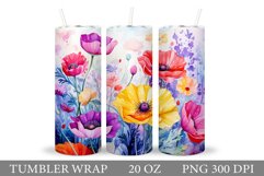 Flowers Tumbler Design. Wildflowers Tumbler Sublimation Product Image 1