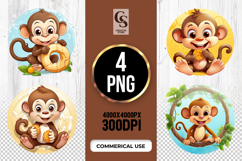 Cute Baby Monkey Clipart Sublimation PNG Product Image 1