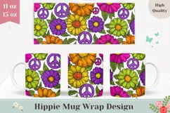 Hippie Mug Wrap Design, Floral Mug, Cartoon Flowers Mug Product Image 1