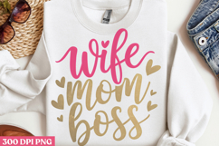 Wife mom boss PNG, Retro Mother Sublimation PNG Product Image 1