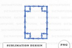 Watercolor Blue Bamboo Frame PNG Product Image 1